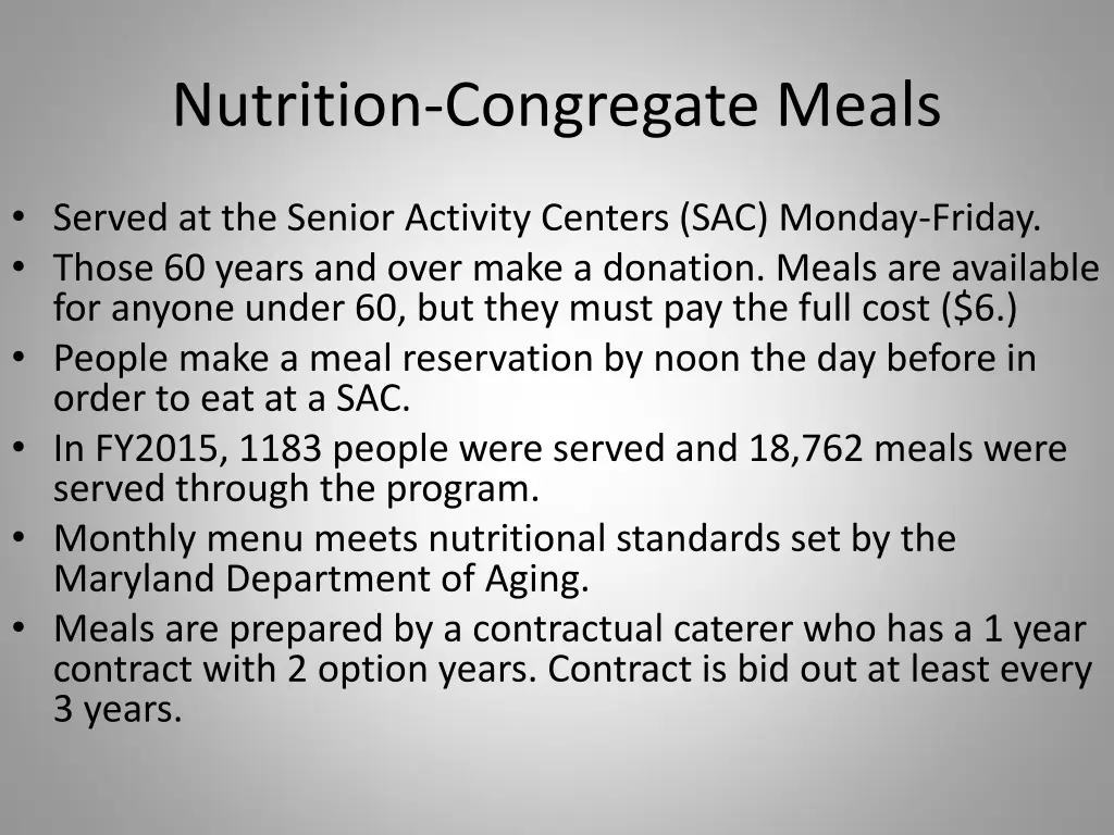 nutrition congregate meals