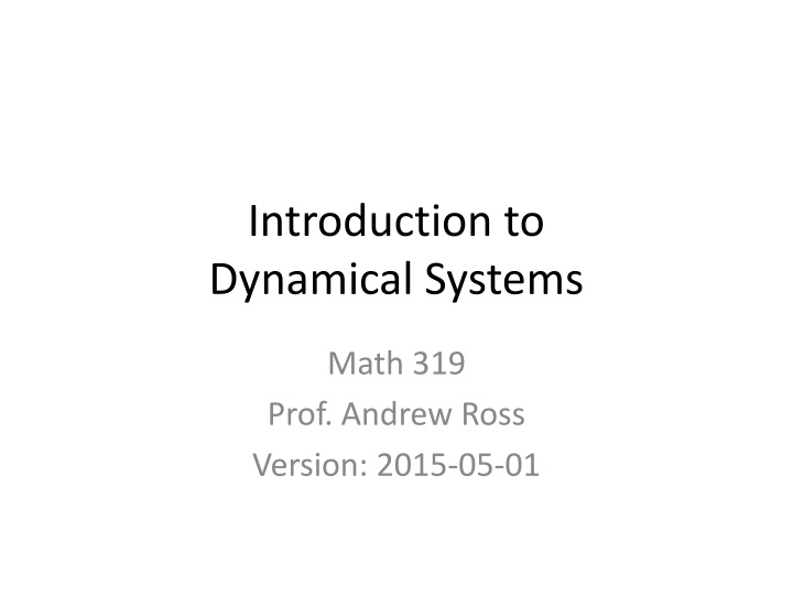 introduction to dynamical systems