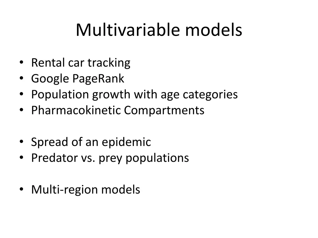 multivariable models