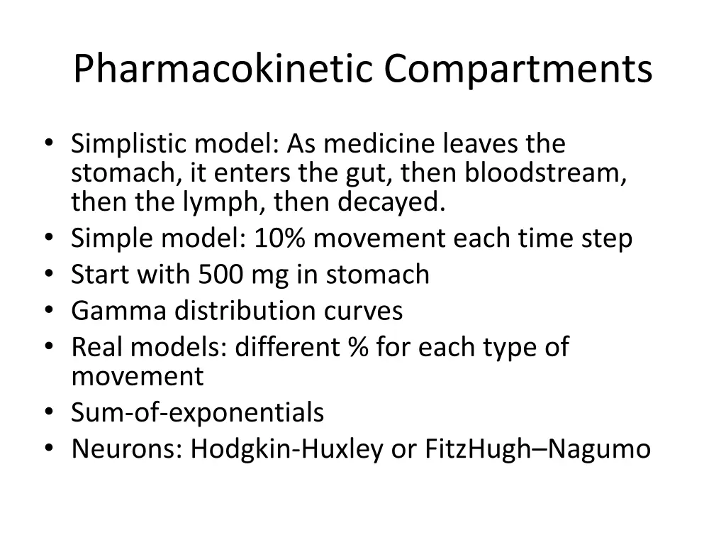 pharmacokinetic compartments