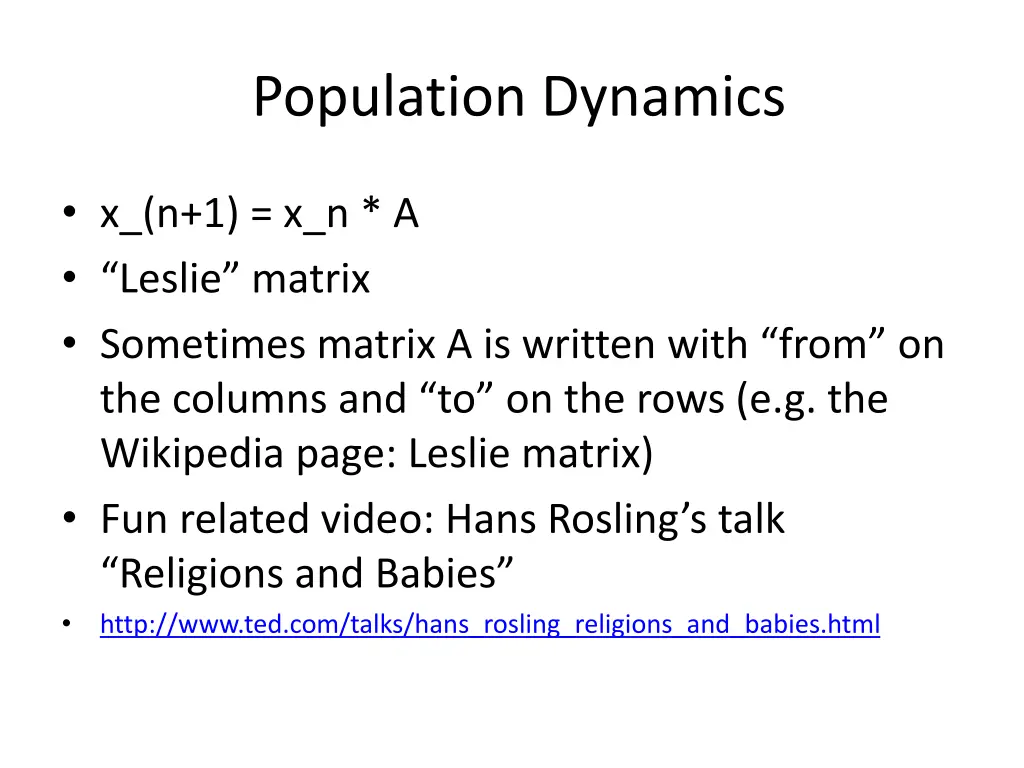 population dynamics