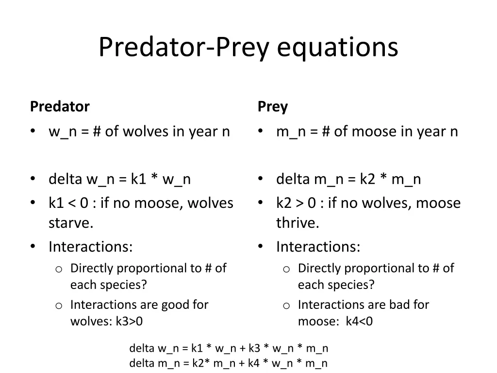 predator prey equations