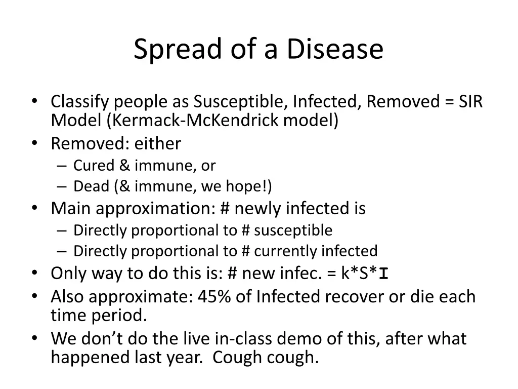 spread of a disease