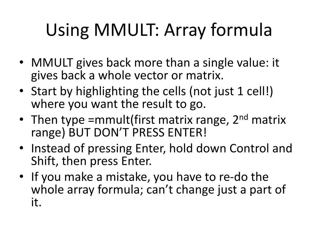 using mmult array formula