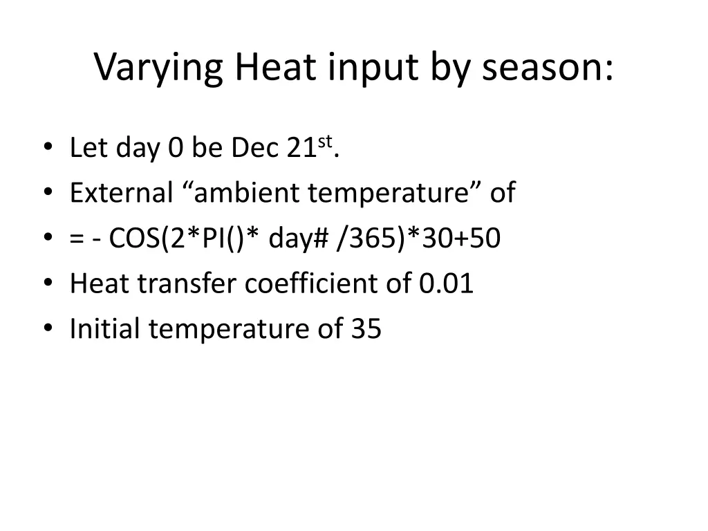 varying heat input by season