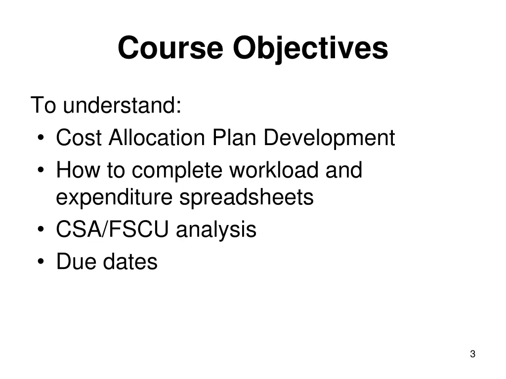 course objectives