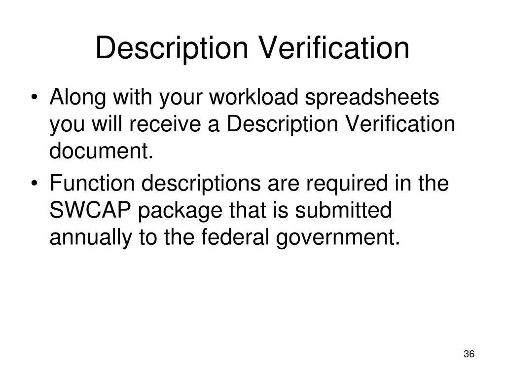 description verification