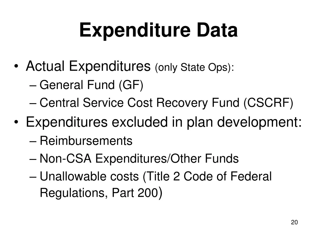 expenditure data