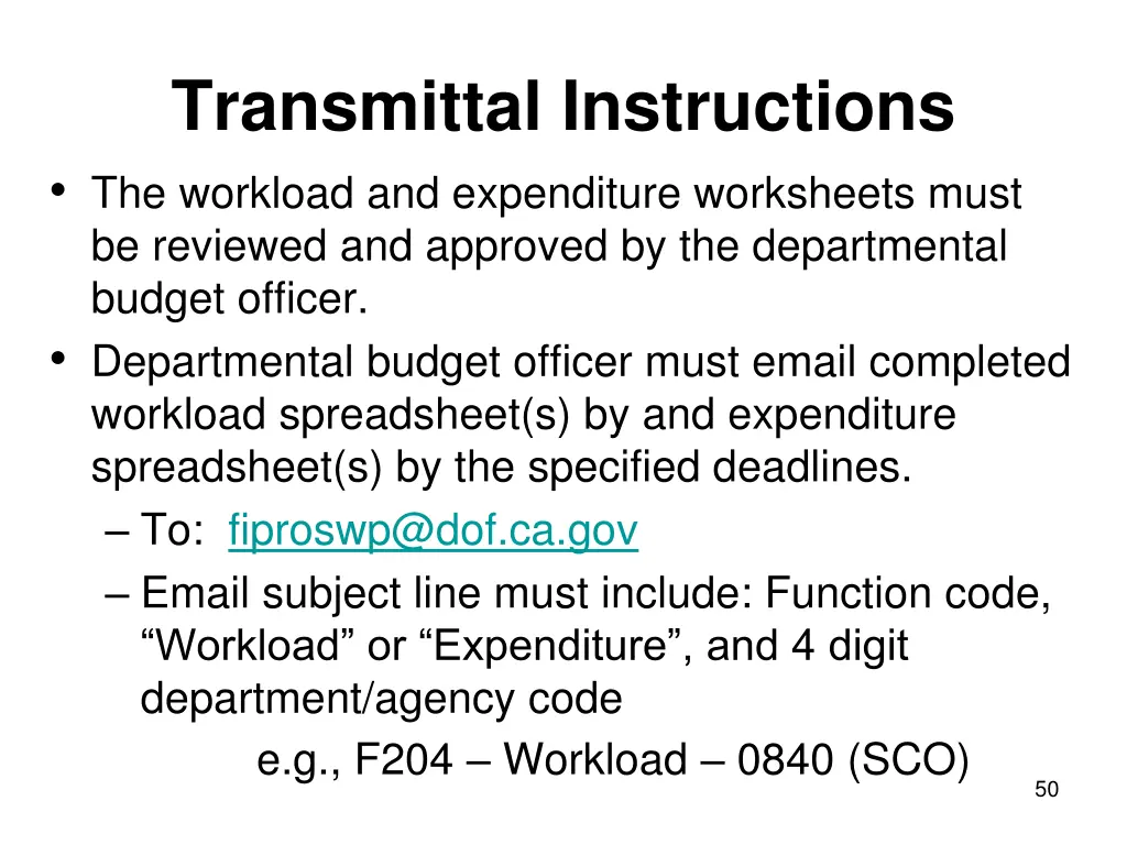 transmittal instructions the workload