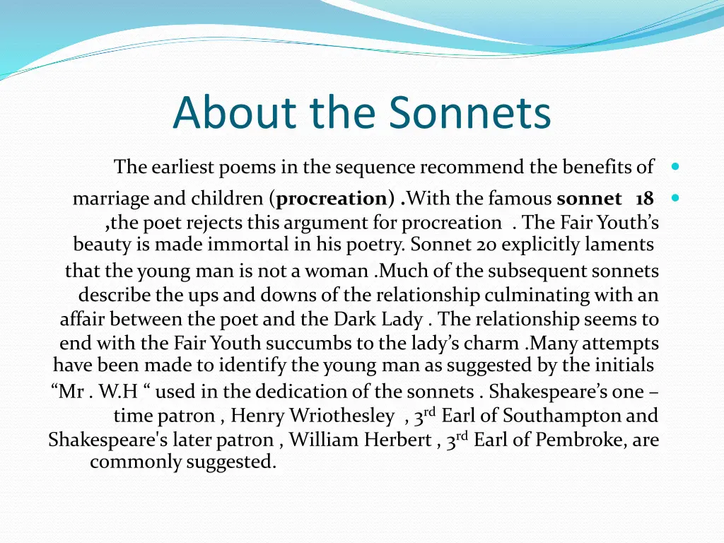 about the sonnets 1