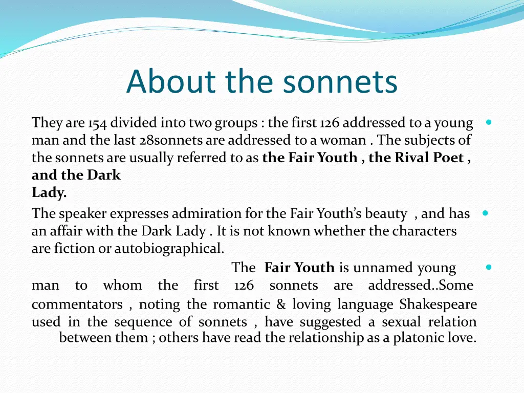 about the sonnets