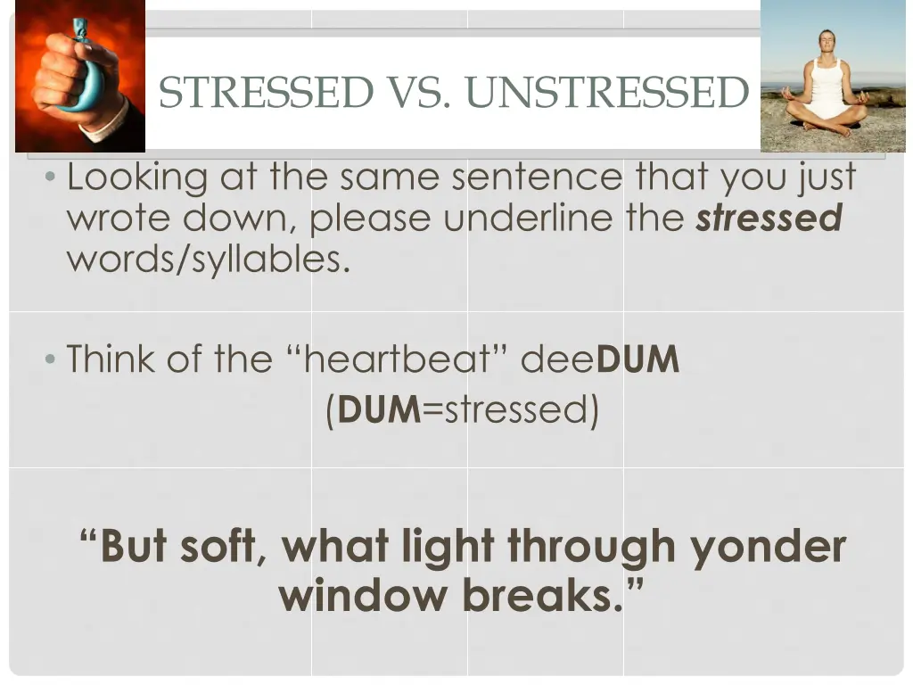 stressed vs unstressed