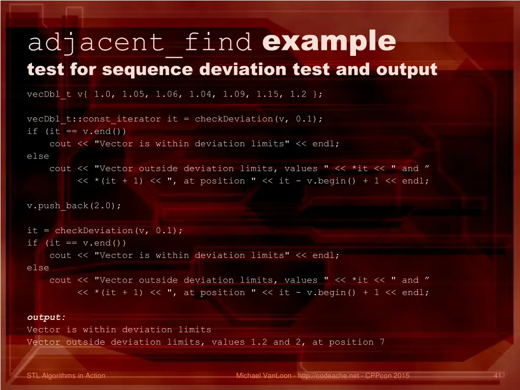 adjacent find example test for sequence deviation 1