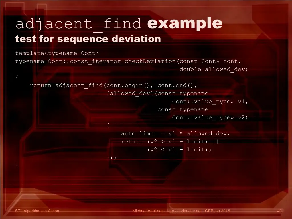 adjacent find example test for sequence deviation