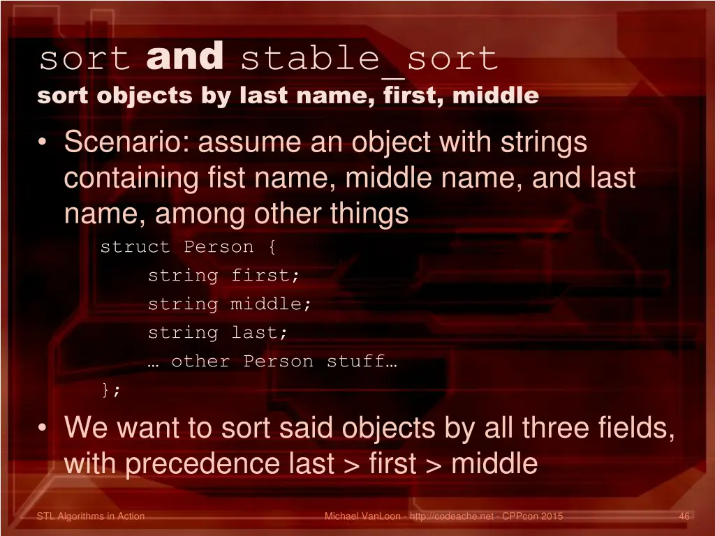 sort and stable sort sort objects by last name