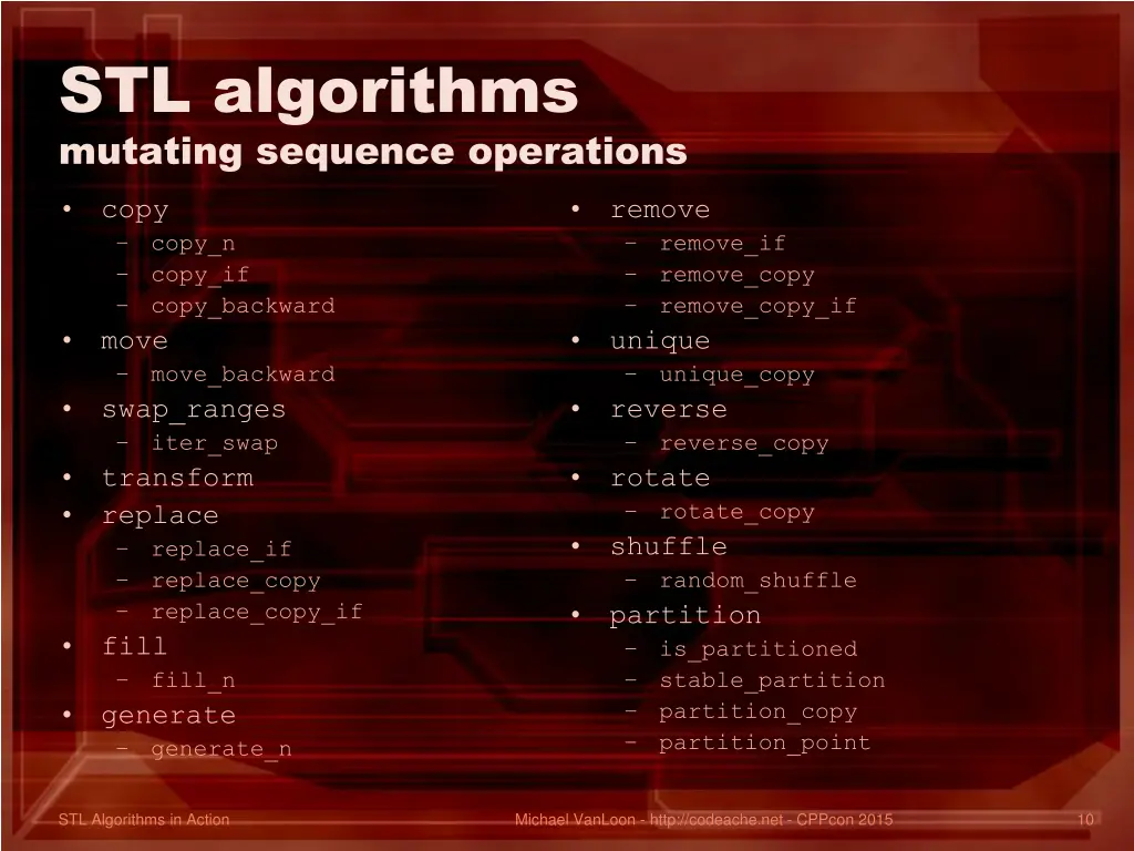 stl algorithms mutating sequence operations 1