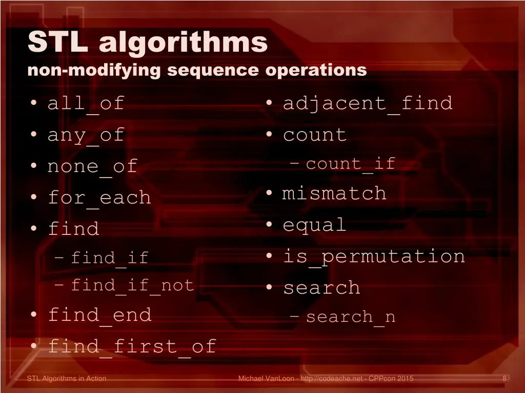 stl algorithms non modifying sequence operations 1