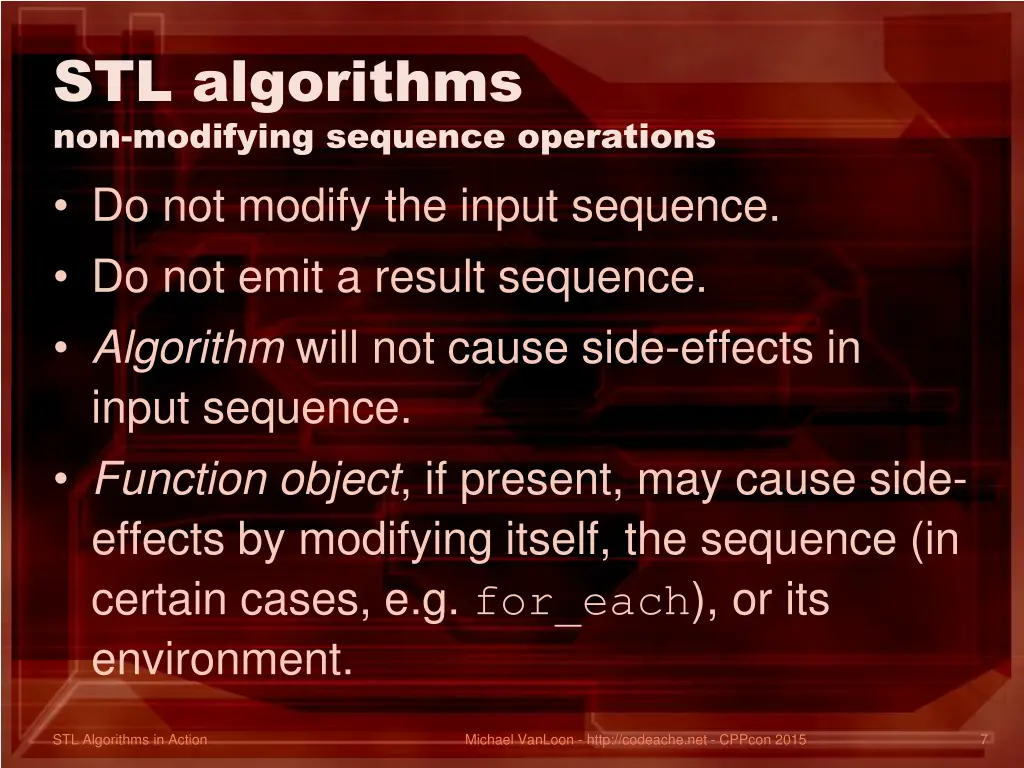 stl algorithms non modifying sequence operations