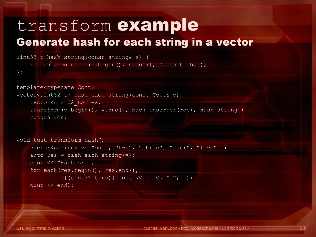 transform example generate hash for each string 2