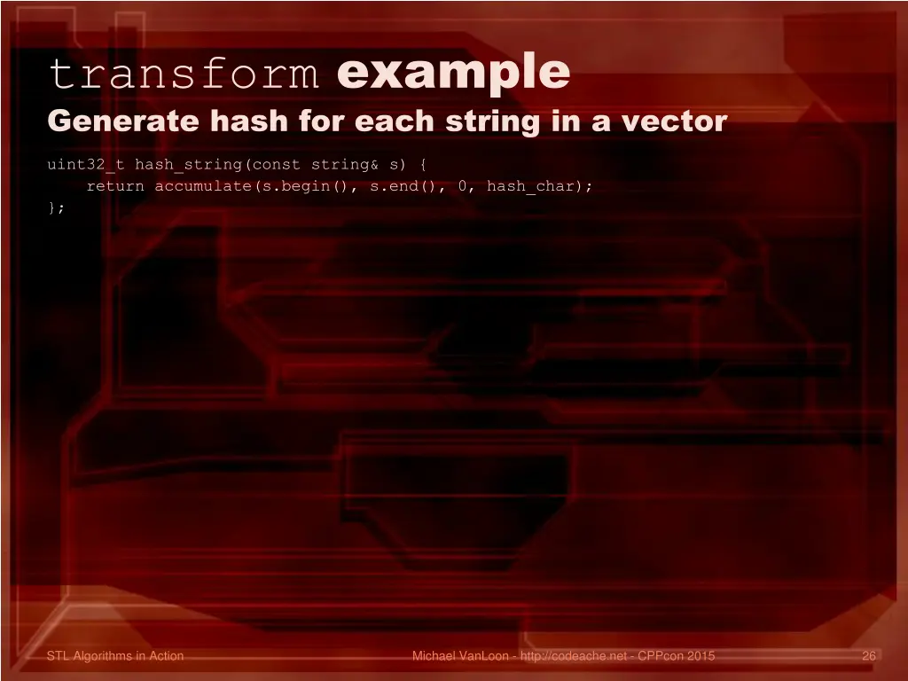 transform example generate hash for each string