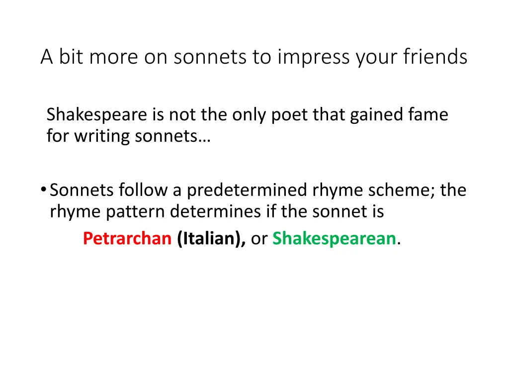 a bit more on sonnets to impress your friends