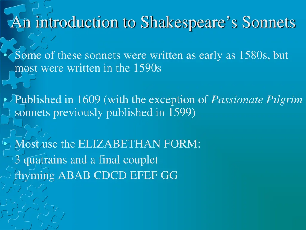 an introduction to shakespeare s sonnets