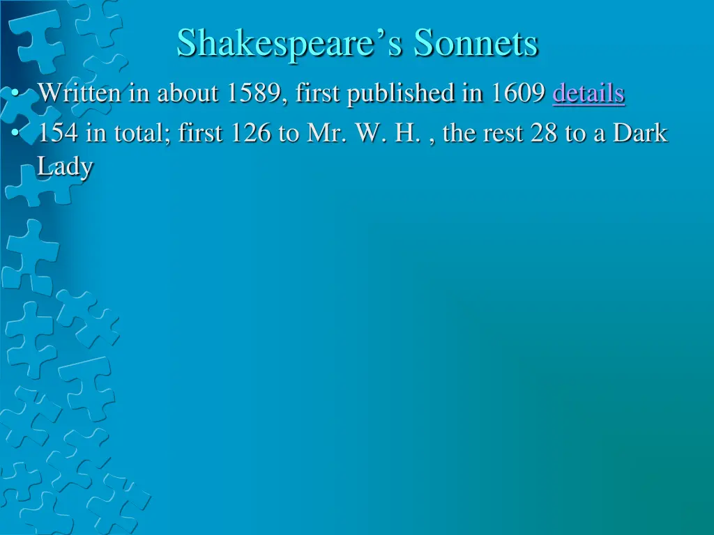 shakespeare s sonnets written in about 1589 first