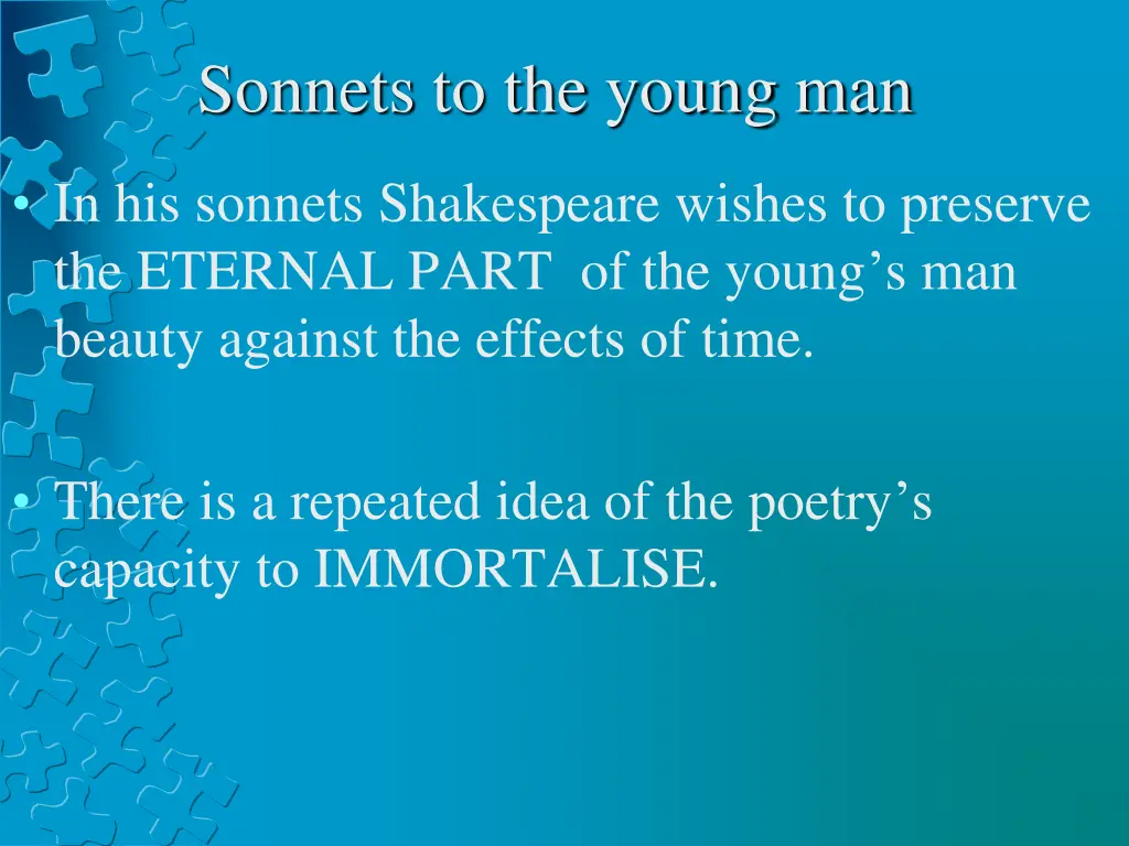 sonnets to the young man 1