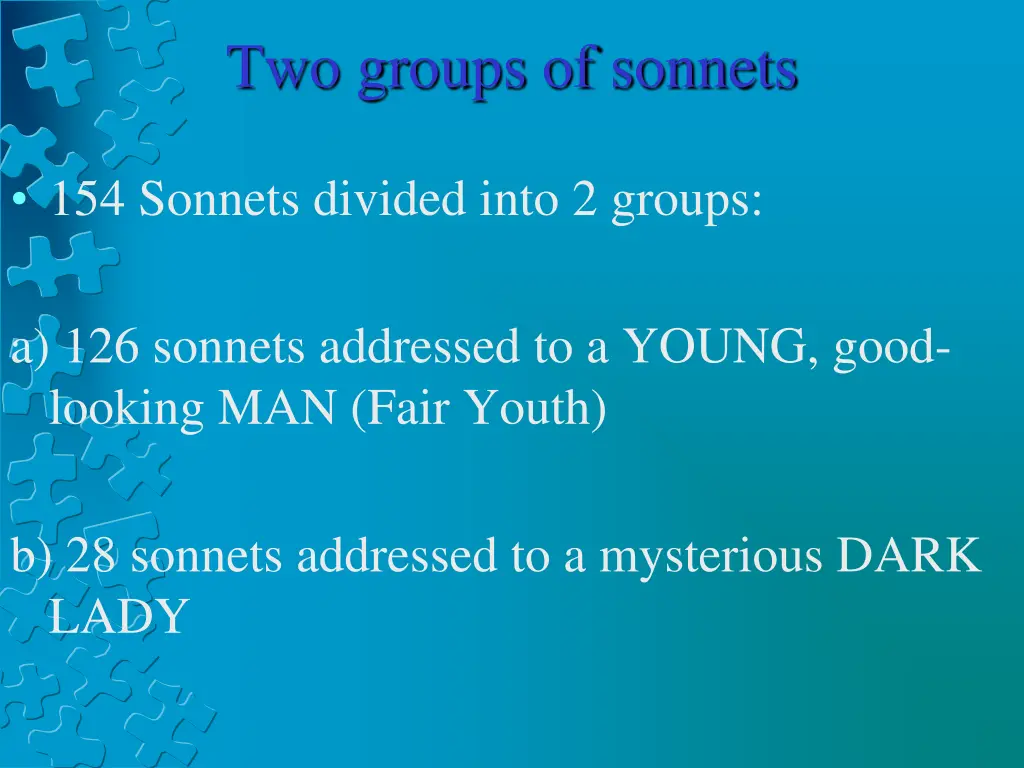 two groups of sonnets