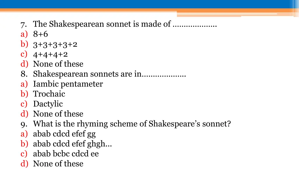 7 the shakespearean sonnet is made