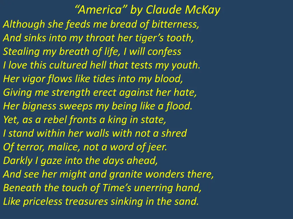 america by claude mckay although she feeds