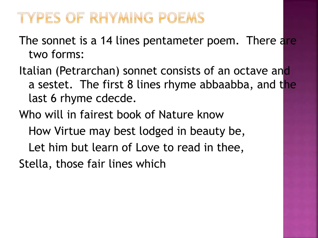 types of rhyming poems