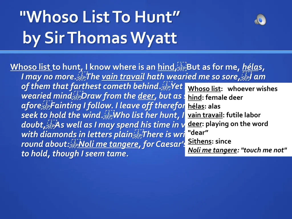 whoso list to hunt by sir thomas wyatt 1