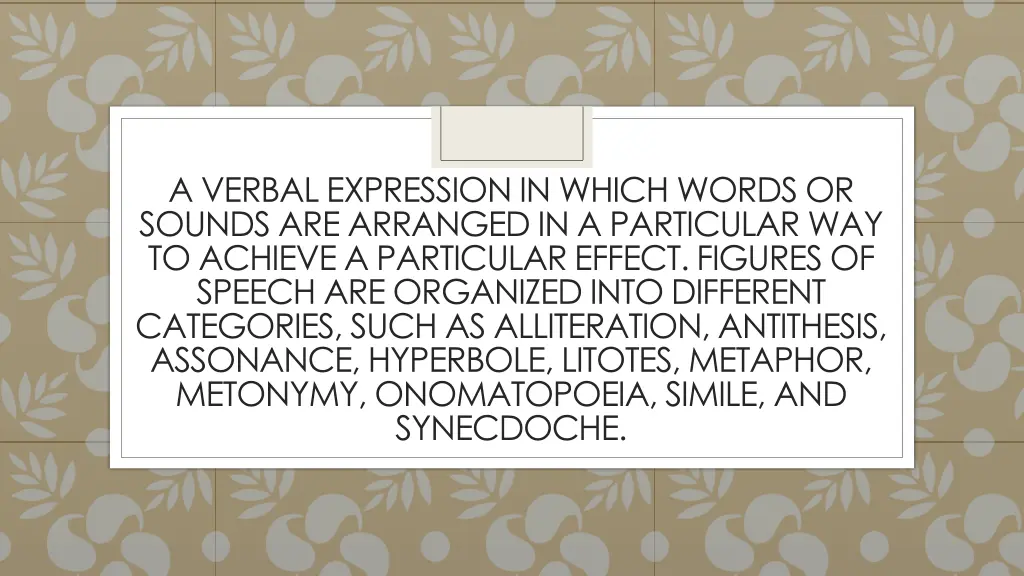 a verbal expression in which words or sounds