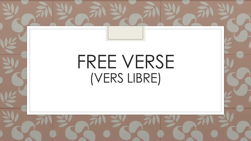 free verse vers libre