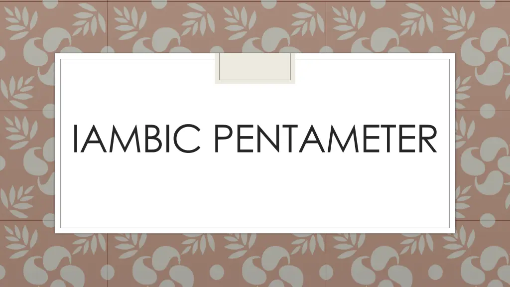 iambic pentameter