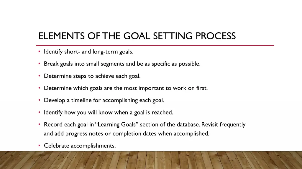 elements of the goal setting process