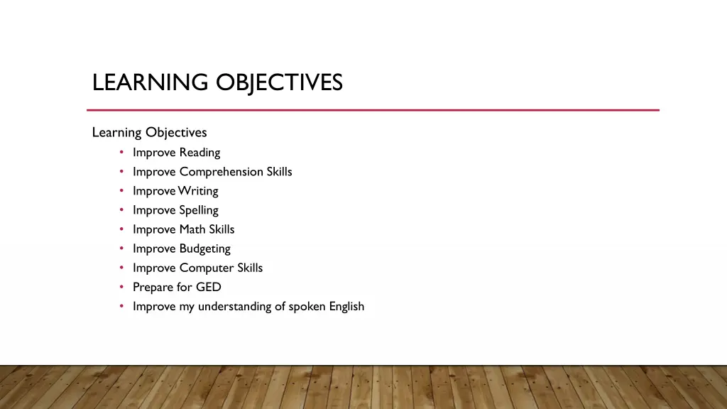 learning objectives