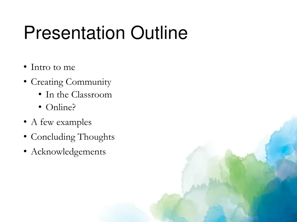 presentation outline