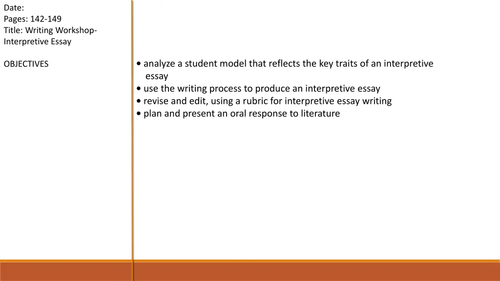 date pages 142 149 title writing workshop