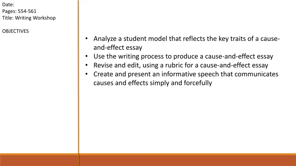 date pages 554 561 title writing workshop