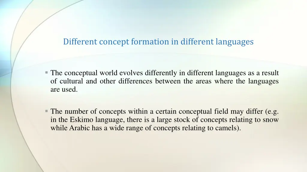 different concept formation in different languages