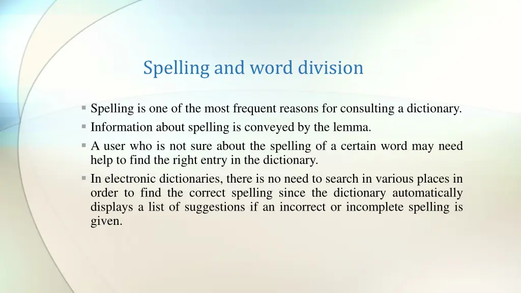 spelling and word division