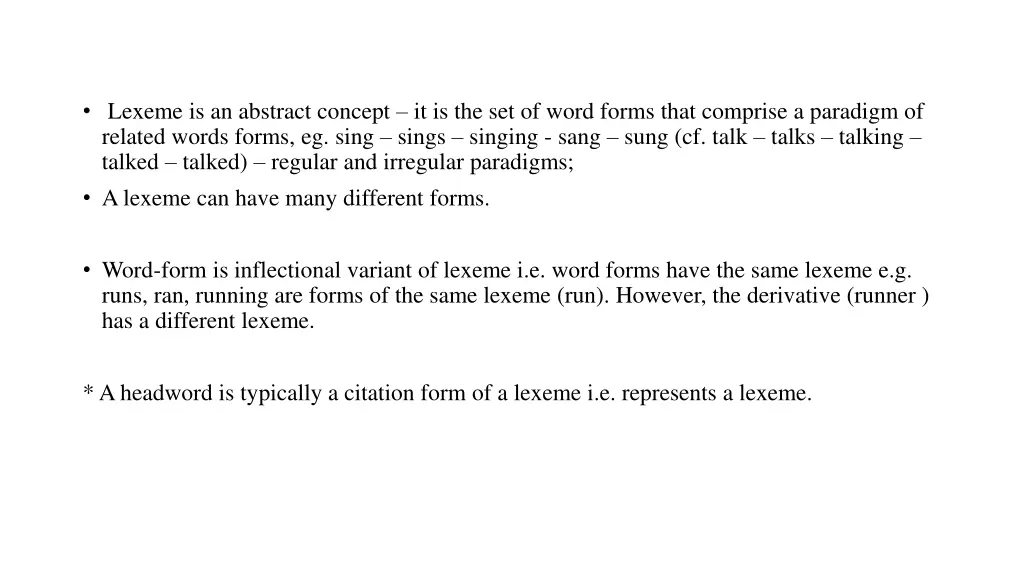 lexeme is an abstract concept