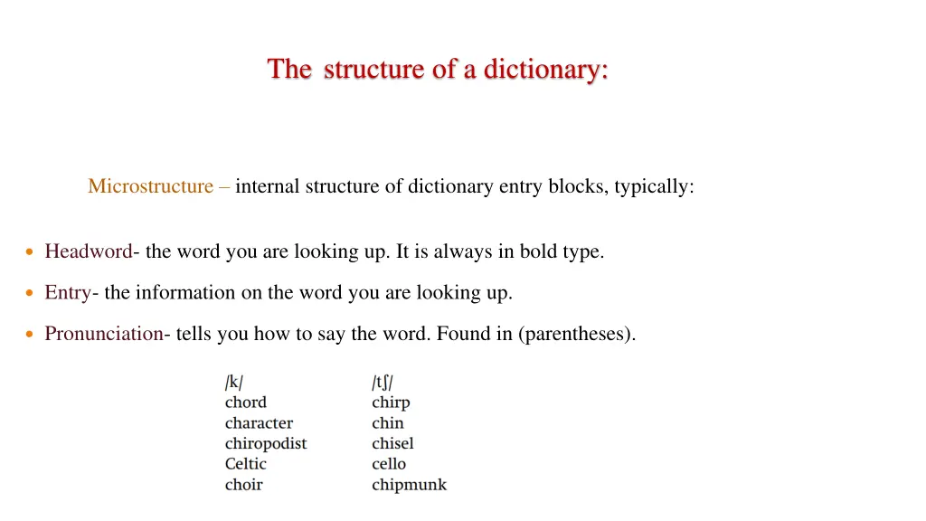 the structure of a dictionary 1