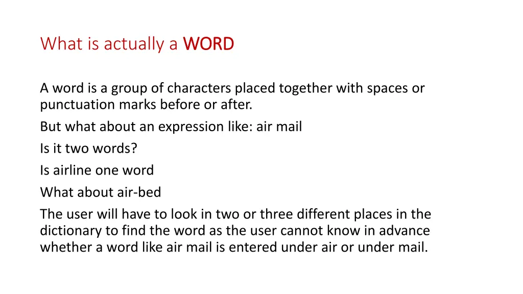 what is actually a word