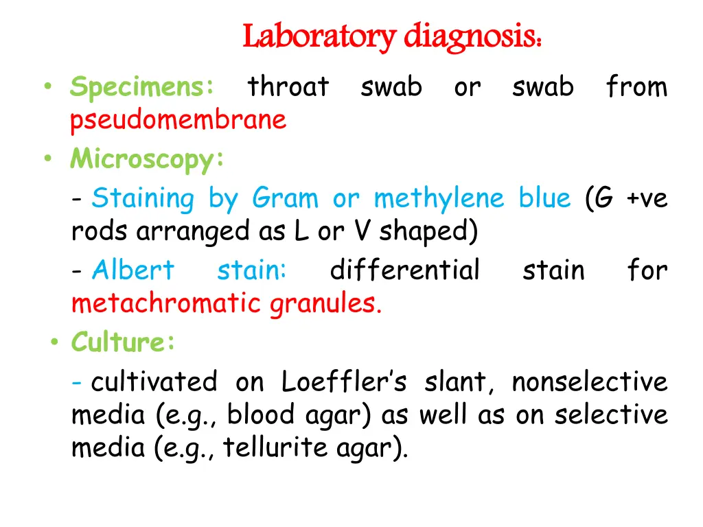 laboratory diagnosis throat swab