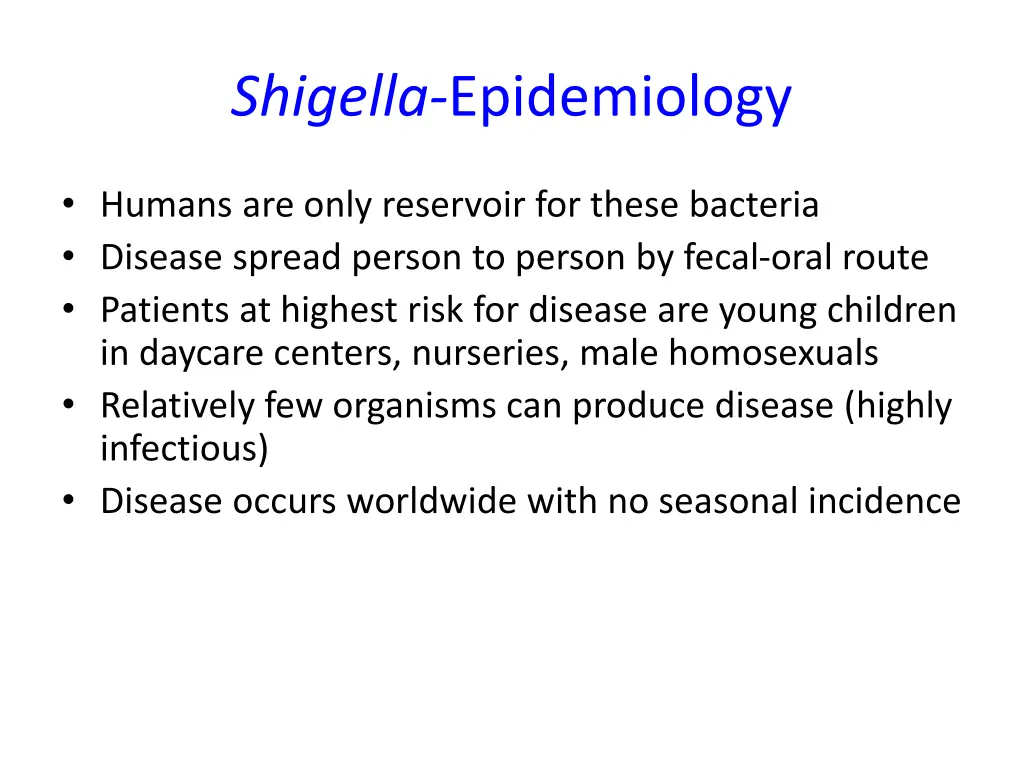 shigella epidemiology