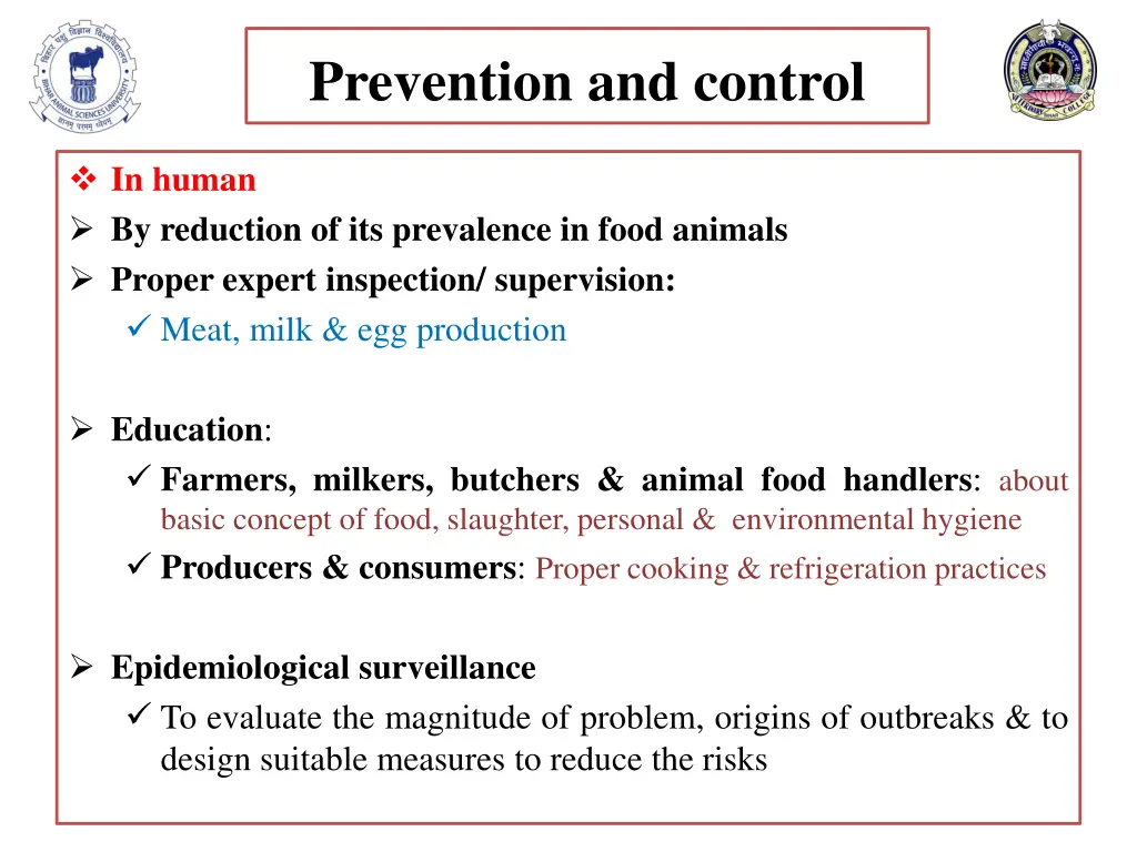 prevention and control