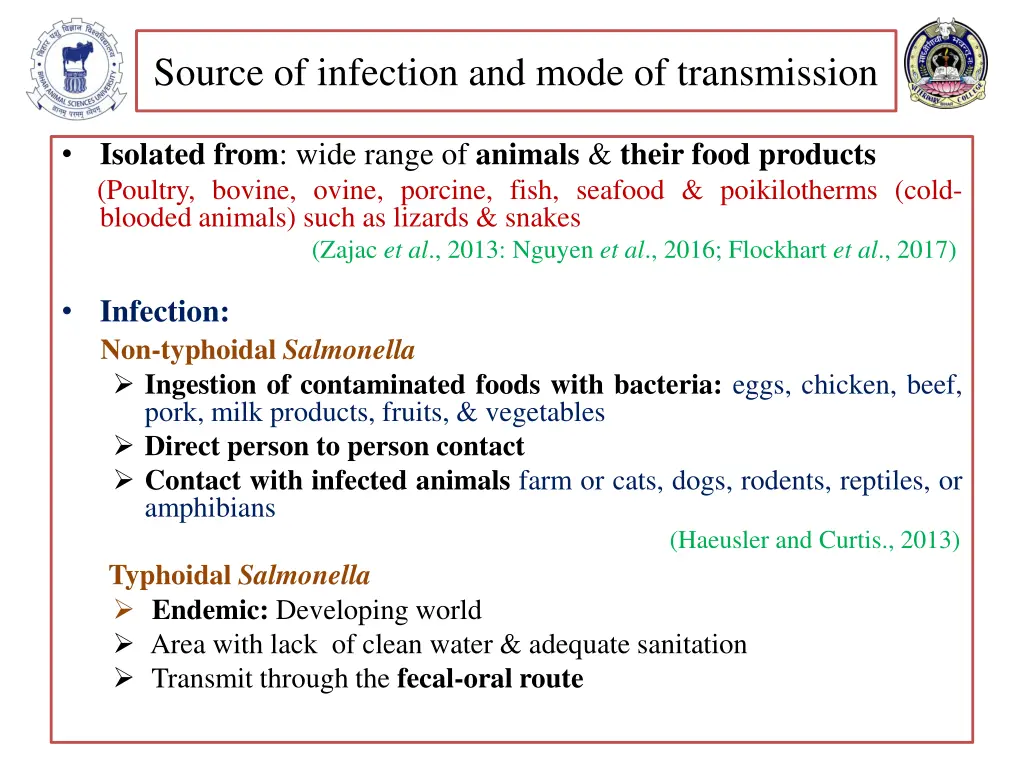 source of infection and mode of transmission